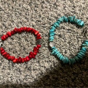 Red and Turquoise Beaded Bracelets